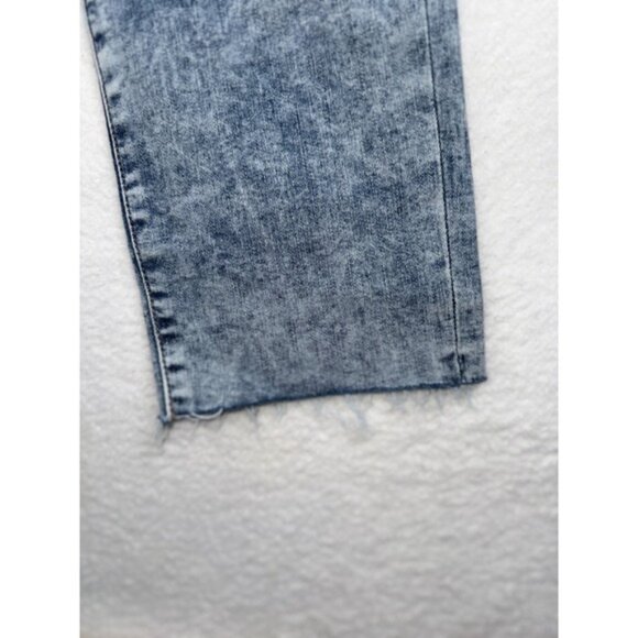Express Jeans Womens 6 Blue Denim Super Soft Slim Fit Super High Rise Distressed - Picture 3 of 9